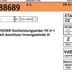 Hochleistungsanker R 88689 FH II 15/M 10 I A 4 25 Stück FISCHER