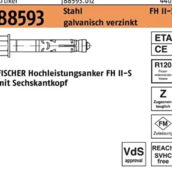 Hochleistungsanker R 88593 FH II 15/50 S Stahl galv.verz. 25St. FISCHER