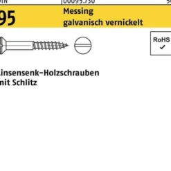 Holzschraube DIN 95 LIKO Schlitz 3,5x12 Messing galv. vernickelt 200St.