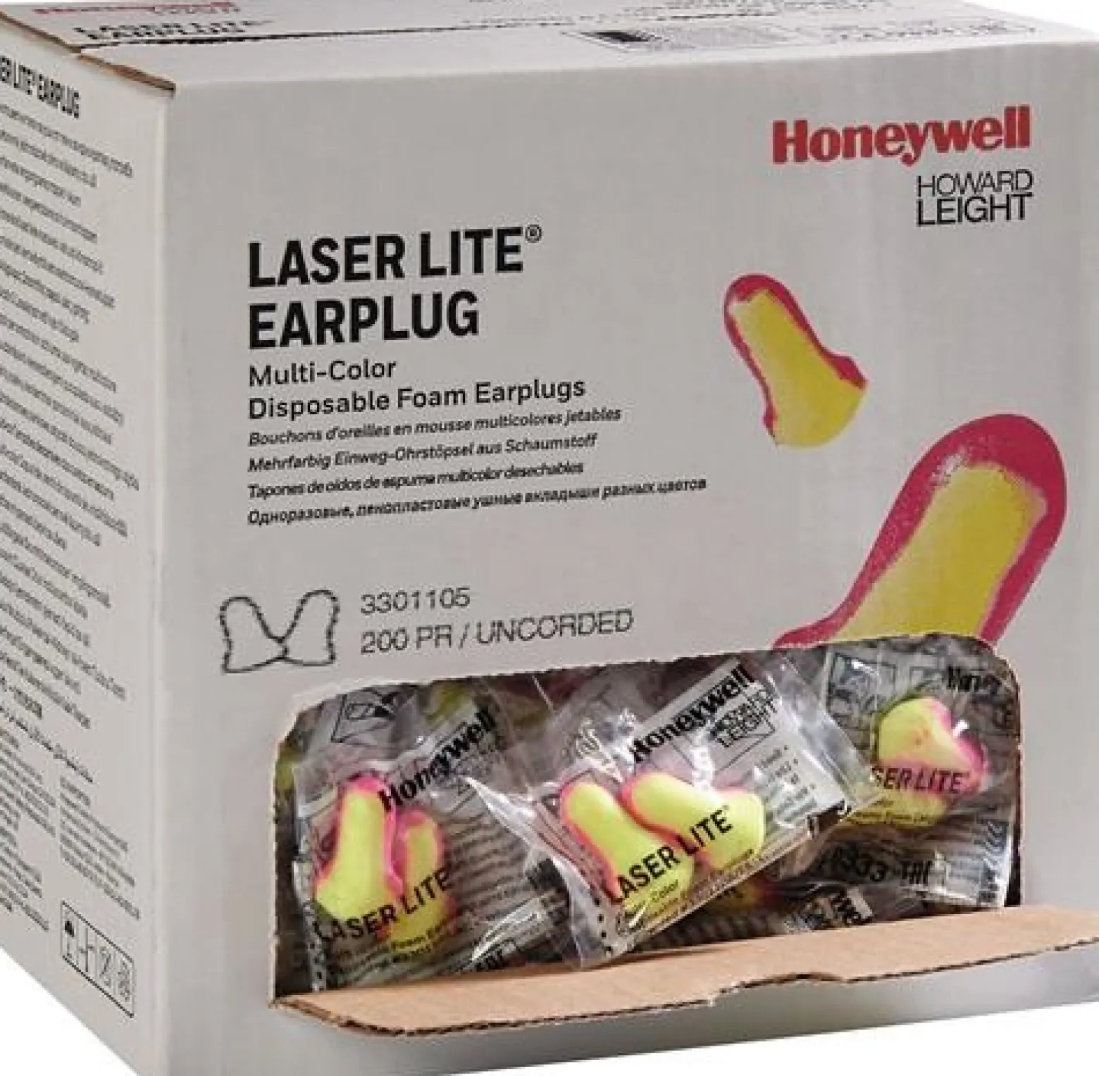 Honeywell 200 Paar Gehörschutzstöpsel Laser Lite EN 352-2 SNR 35 dB Box - 3301105
