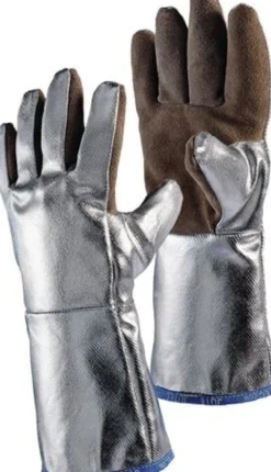 JUTEC Hitzeschutzhandschuhe 5-Finger Universal-Gr. braun / silber - H05LA238-W2