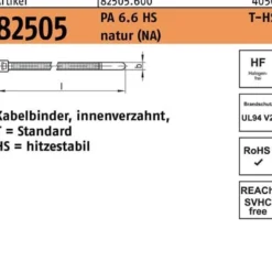 Kabelbinder R 82505 innenverz. 3,5x200/50 PA 6.6 HS natur 100St. HELLERMANNTYTON