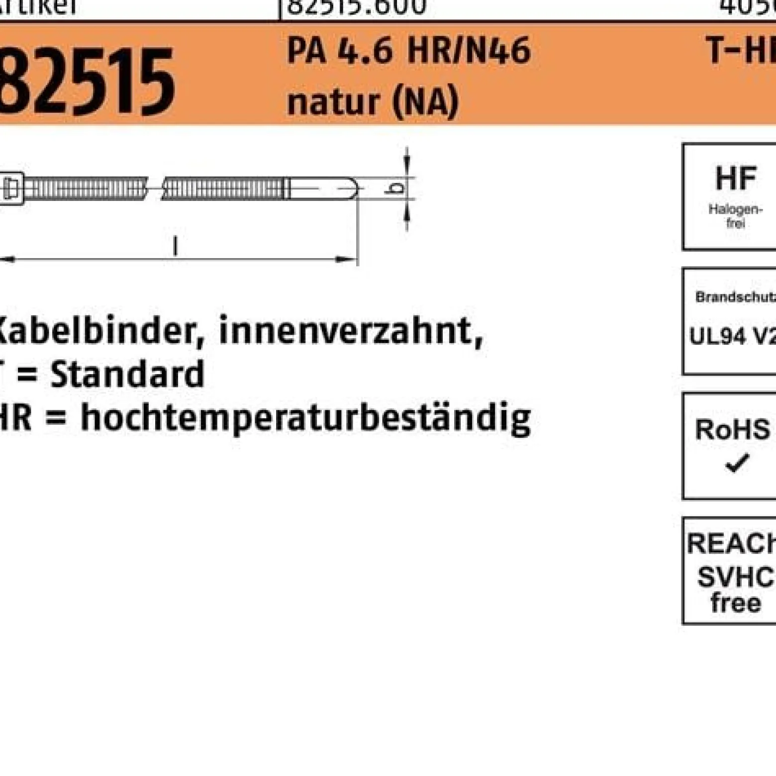 Kabelbinder R 82515 innenverz. 4,6x390/110 PA4.6 HR/N46 NA 100St HELLERMANNTYTON