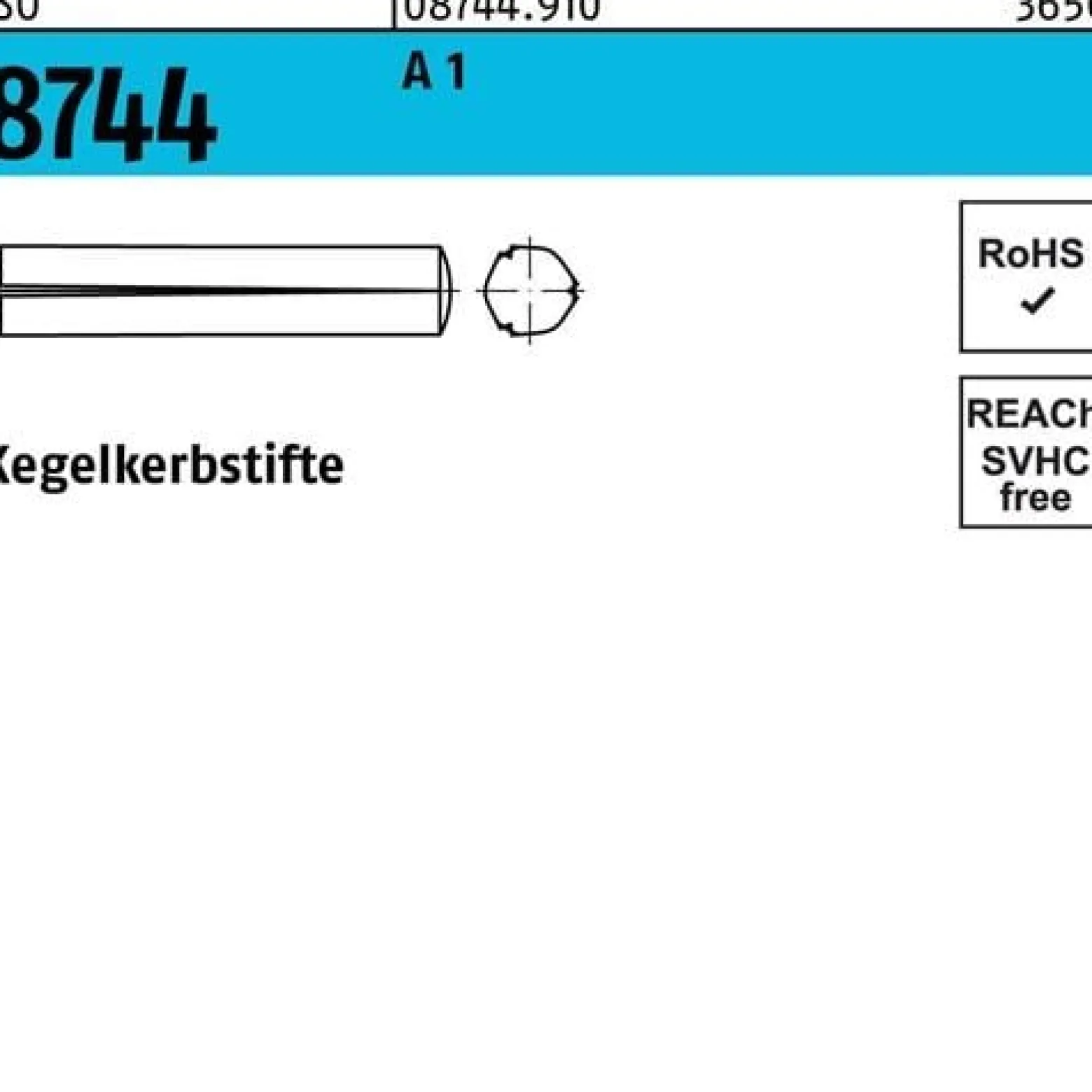 Kegelkerbstift ISO 8744 6x 16 A 1 100 Stück