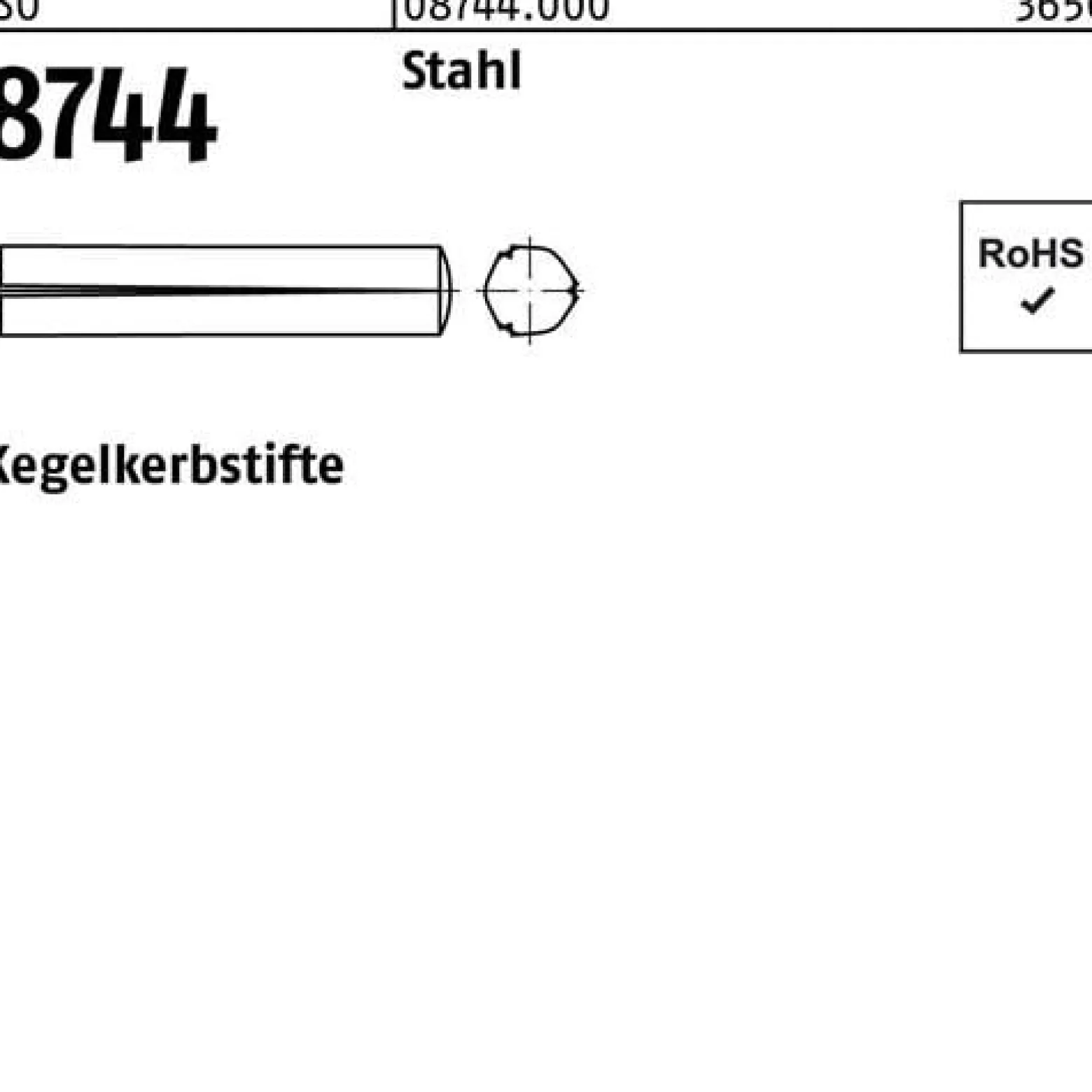 Kegelkerbstift ISO 8744 8x 20 Stahl 100 Stück