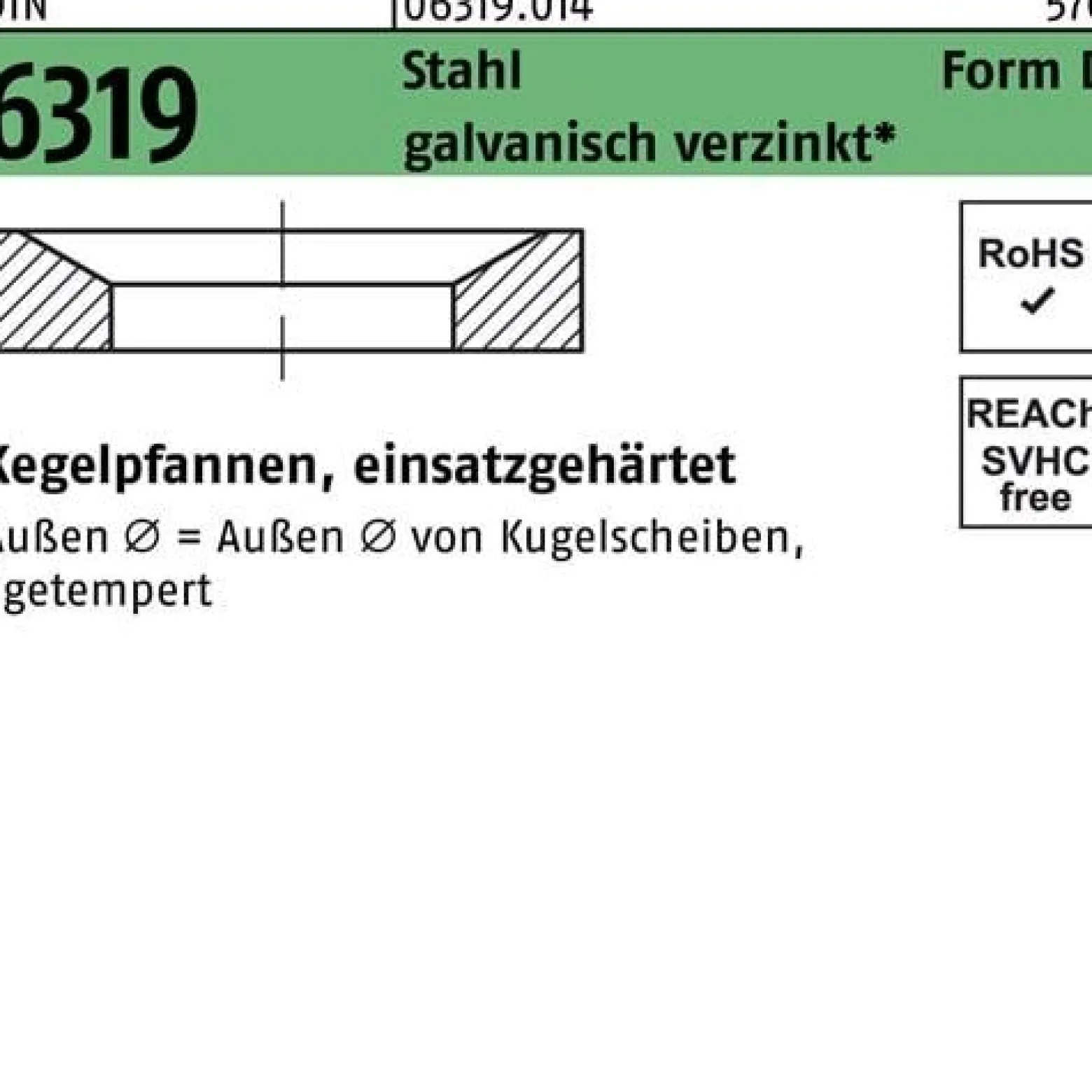 Kegelpfanne DIN 6319 FormD D 23,2x36x 7,5 Stahl galv.verz. 10 Stück