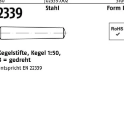 Kegelstift ISO 2339 gedreht B 7x 36 Stahl Kegel 1:50 50 Stück