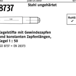 Kegelstift ISO 8737 Gewindezapfen 6x 45 Stahl ungehärtet Kegel 1:50 25 Stück