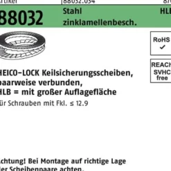 Keilsicherungsscheibe R 88032 HLB-18 Stahl zinklamellenb. breit 100 Stück