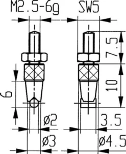 KÄFER Messeins.D.2mm horiz.Zyl.M2,5 STA z.Messuhren - 62074