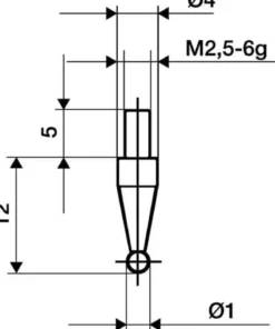 KÄFER Messeins.D.1mm KGL M2,5 STA z.Messuhren - 62034