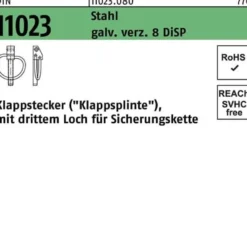 Klappstecker DIN 11023 10x 45 Stahl gal Zn 8 DiSP 50 Stück