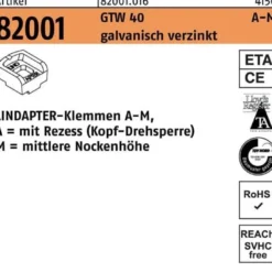 Klemmen R 82001 GTW 40 MM 20/10,0 galv.verz. 1 Stück LINDAPTER