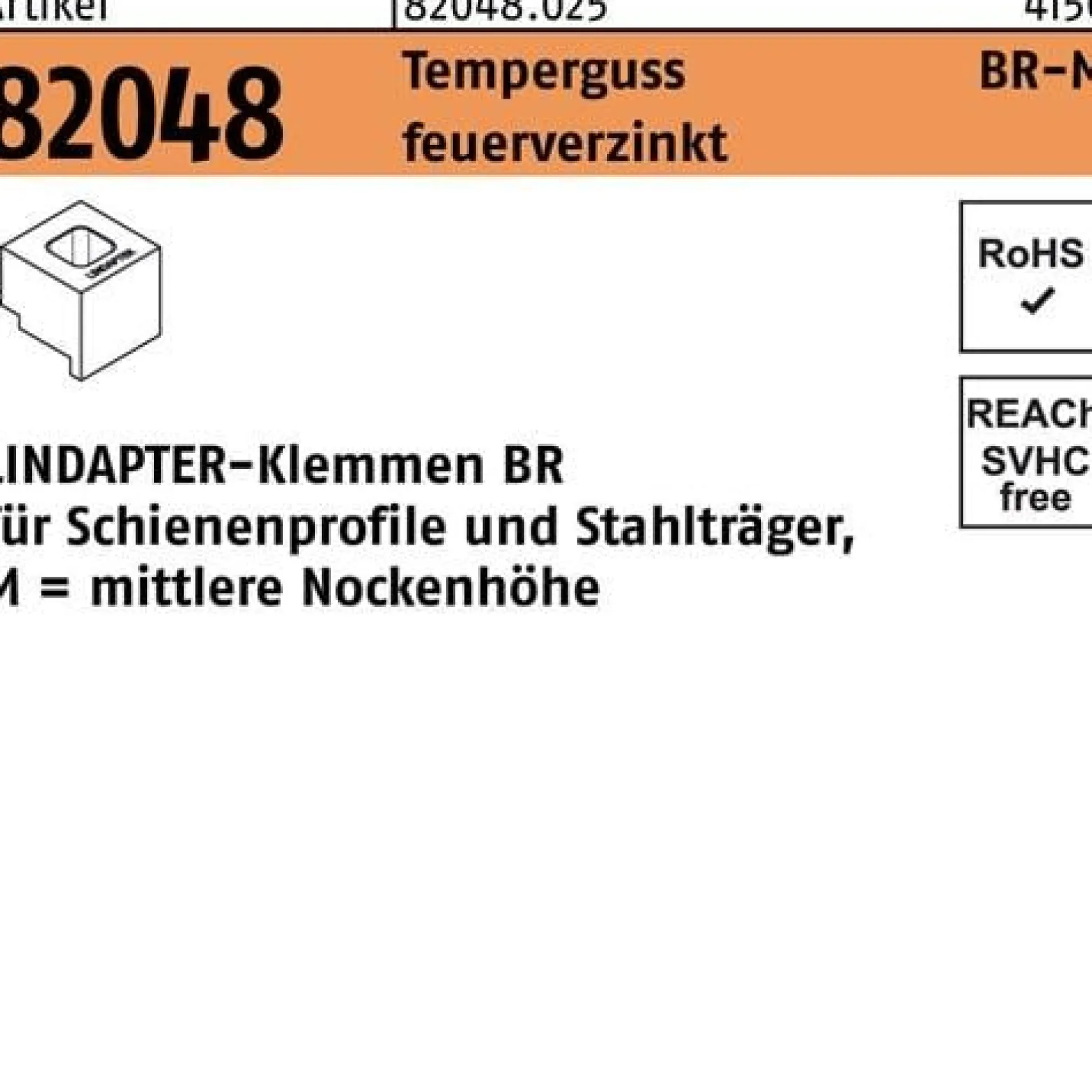 Klemme R 82048 GTW 40 BR 12/6,0 Temperguss feuerverz. 1 Stück LINDAPTER