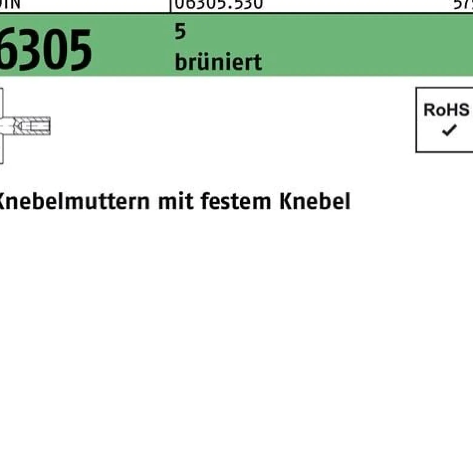 Knebelmutter DIN 6305 festem Knebel M20 5 brüniert 1 Stück