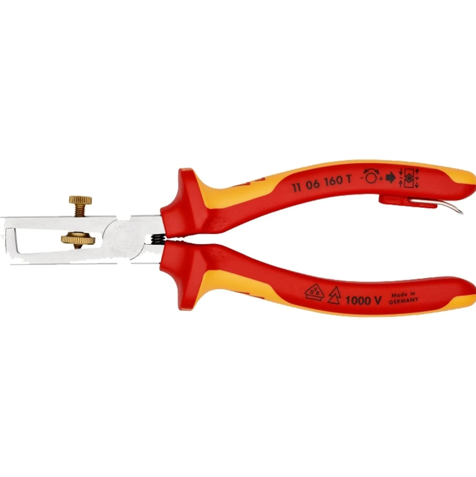 Knipex Abisolierzange mit Befestigungsöse und Öffnungsfeder universal - 1106160T