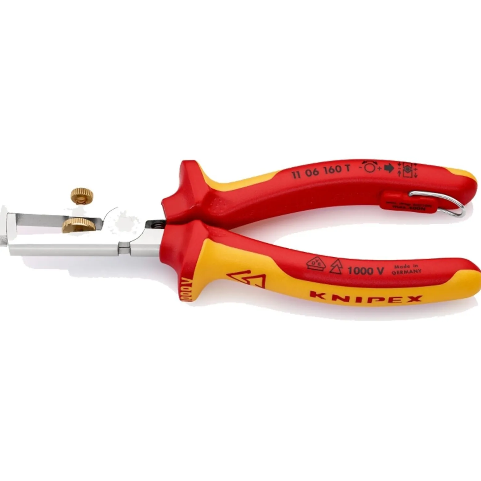 Knipex Abisolierzange mit Befestigungsöse und Öffnungsfeder universal - 1106160T