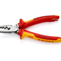 Knipex Aderendhuelsenzange mit Befestigungsöse isoliert mit Mehrkomponenten-Hüllen, VDE-geprüft; mit integrierter isolierter Befestigungsöse zum Anbringen einer Absturzsicherung 180 mm - 9778180TBK