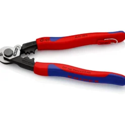 Knipex Drahtseilschere m Befestigungsöse mit Mehrkomponenten-Hüllen, mit integrierter Befestigungsöse zum Anbringen einer Absturzsicherung 190 mm - 9562190TBK