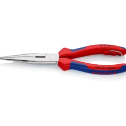 Knipex Flachrundzange mit Schneide/Befestigungsöse verchromt, mit Mehrkomponenten-Hüllen, mit integrierter Befestigungsöse zum Anbringen einer Absturzsicherung 200 mm - 2615200TBK