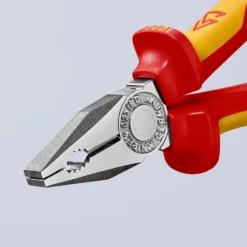 Knipex Kombizange mit Befestigungsöse verchromt, isoliert mit Mehrkomponenten-Hüllen, VDE-geprüft; mit integrierter isolierter Befestigungsöse zum Anbringen einer Absturzsicherung 180 mm - 0306180TBK