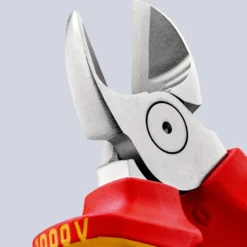 Knipex Seitenschneider mit Befestigungsöse verchromt, isoliert mit Mehrkomponenten-Hüllen, VDE-geprüft; mit integrierter isolierter Befestigungsöse zum Anbringen einer Absturzsicherung 160 mm - 7006160TBK