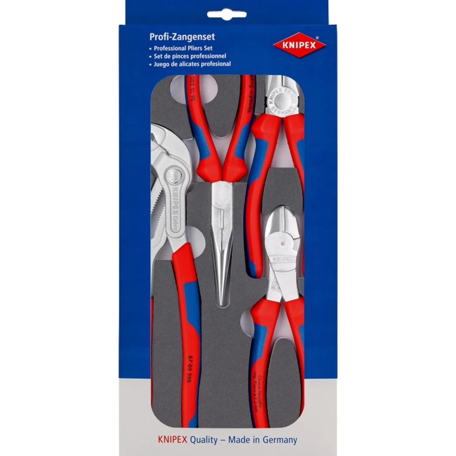 Knipex Zangen-Set Basic Chrom 4tlg. in Schaumstoffeinlage - 002001V17