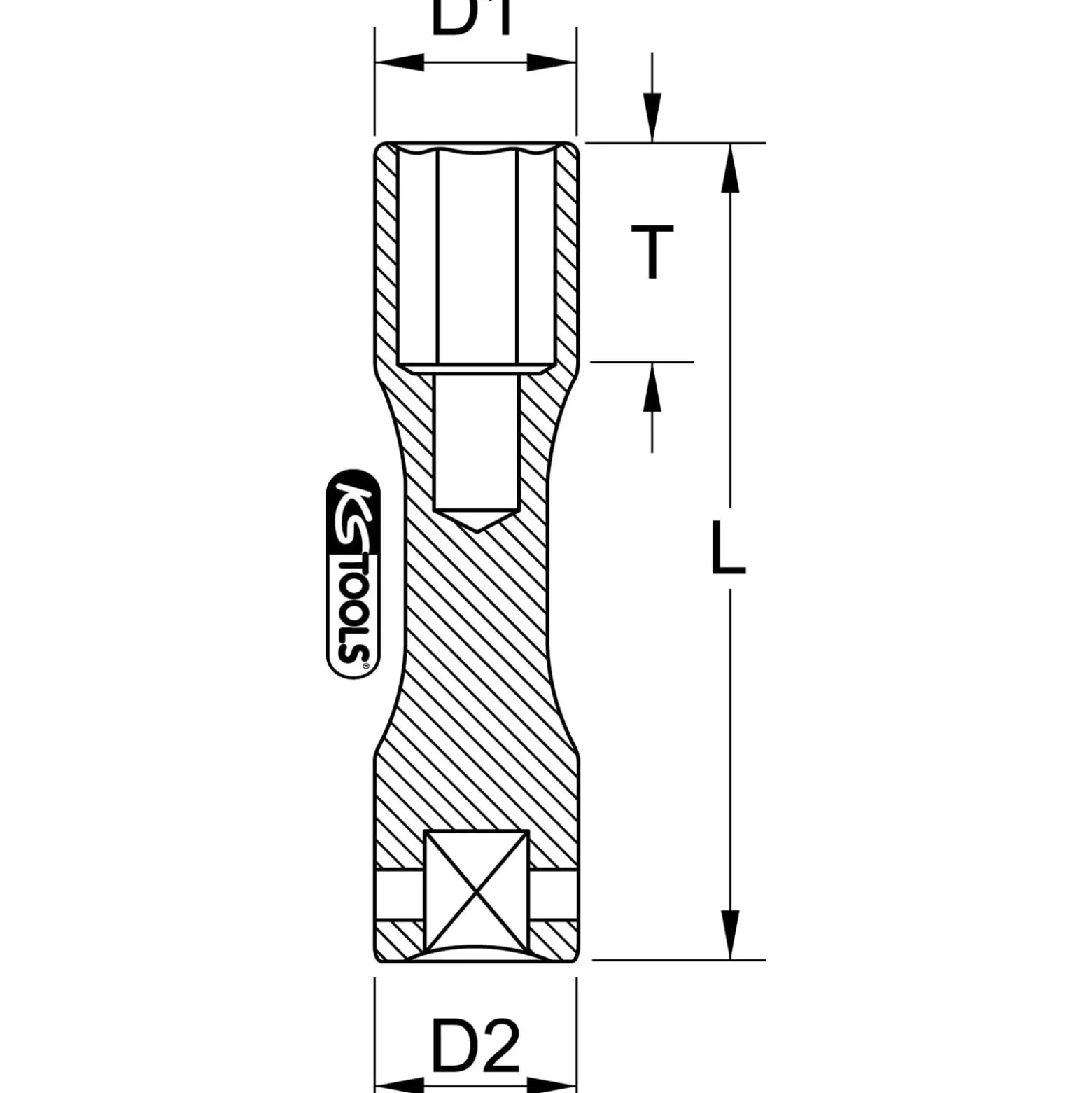 KS TOOLS 1/2" Alu-Felgen Kraft-Stecknuss XL 17 mm - 515.2040