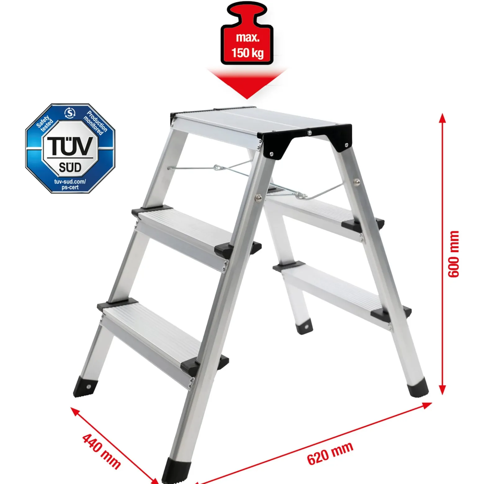 KS TOOLS Aluminium-Stufen-Stehleiter - 800.0965