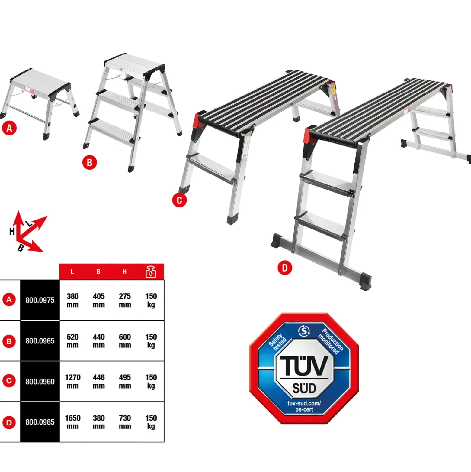 KS TOOLS Aluminium-Stufen-Stehleiter - 800.0965