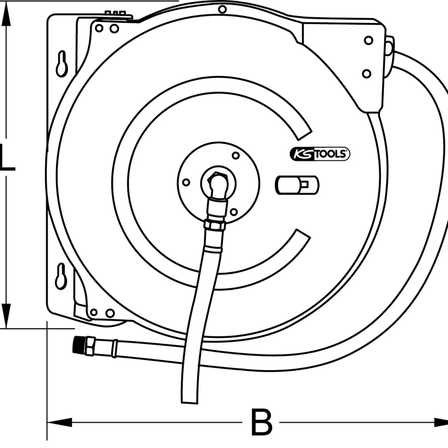 KS TOOLS Automatischer Druckluftschlauch-Aufroller Ø 13 mm x 15 m - 515.3445