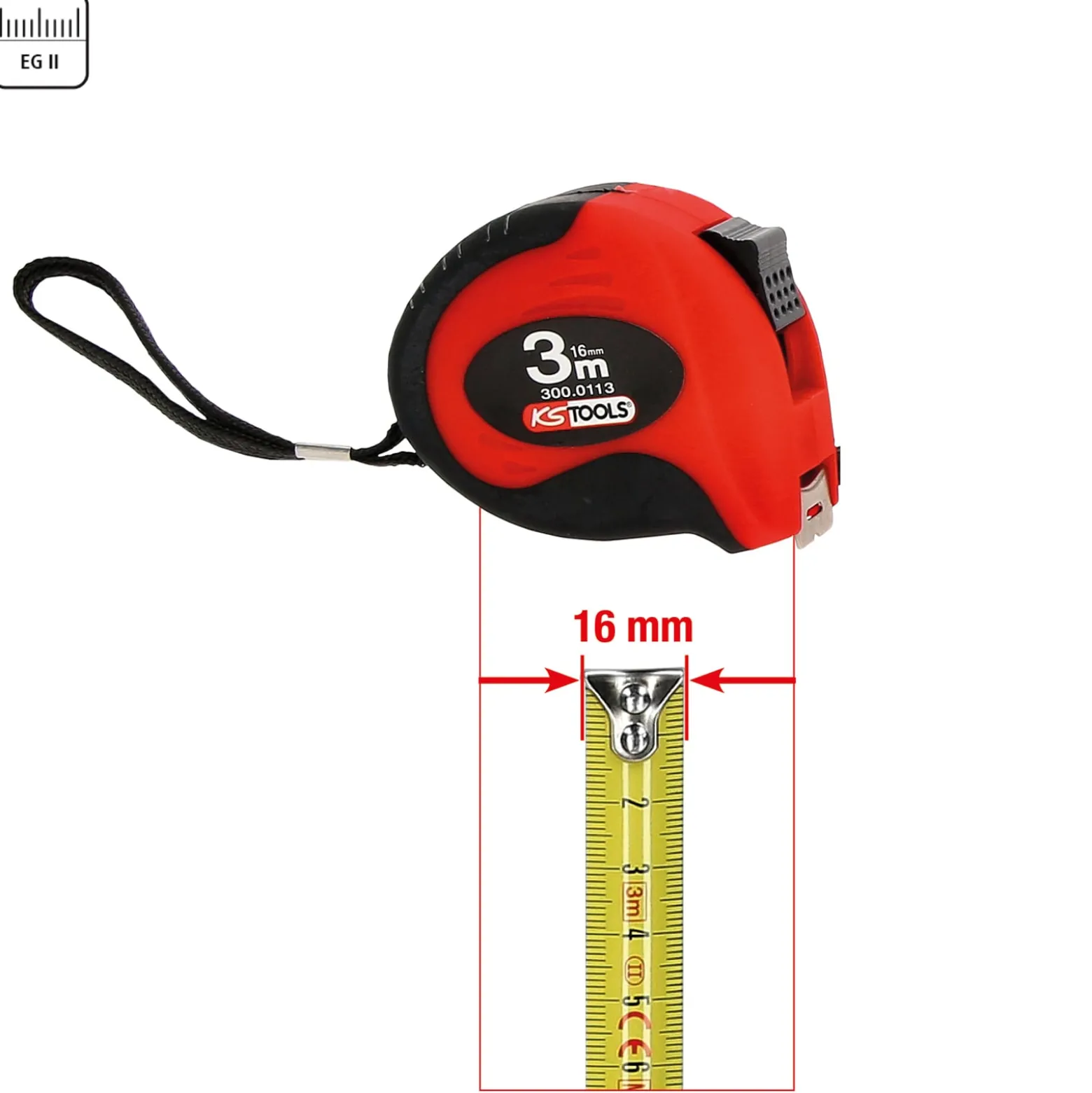 KS TOOLS Bandmaß mit Feststeller schwarz-rot 3m - 300.0113