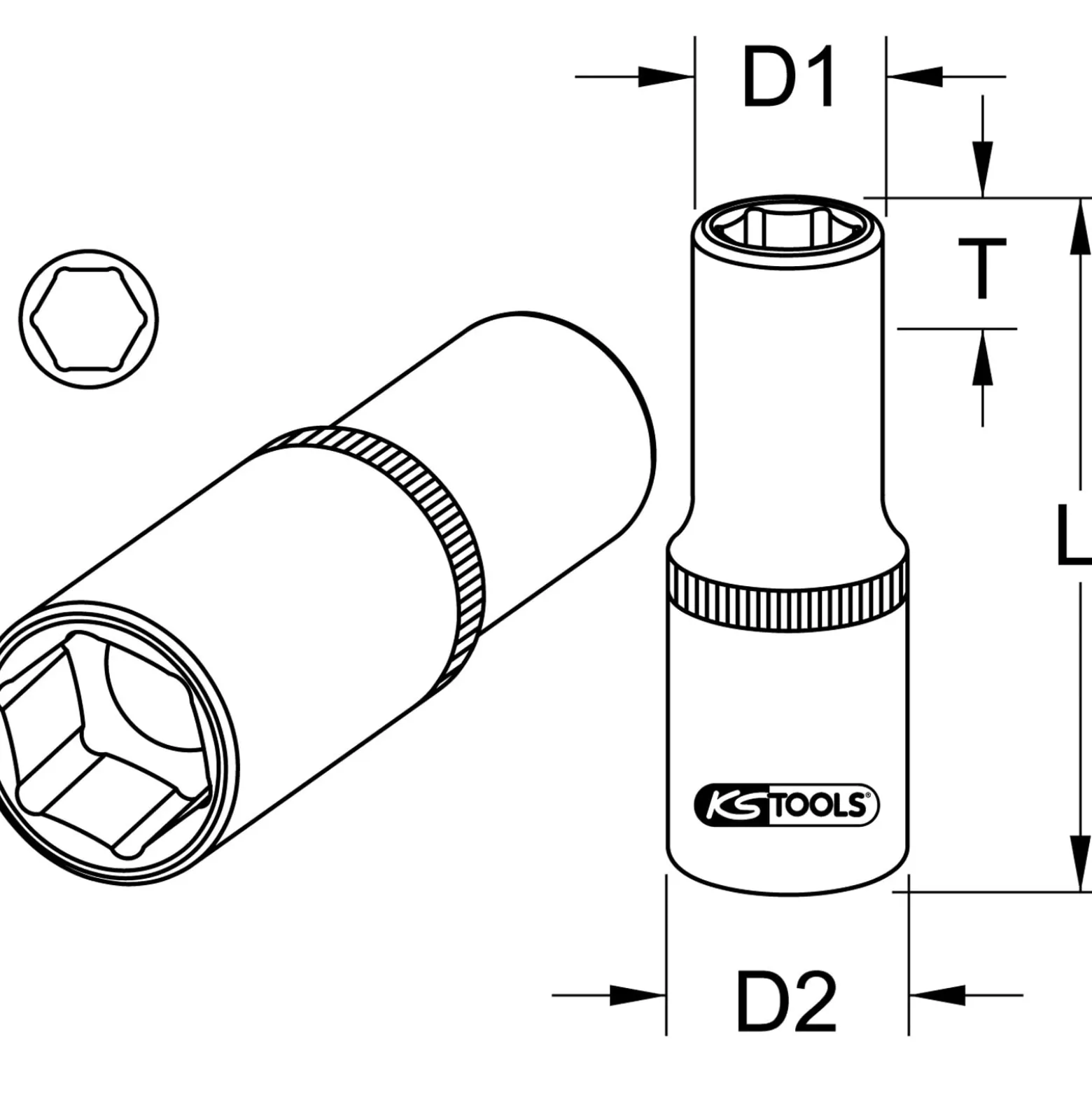 KS TOOLS 3/8" Bit-Adapter-Stecknuss für Bits 1/4" - 911.3894