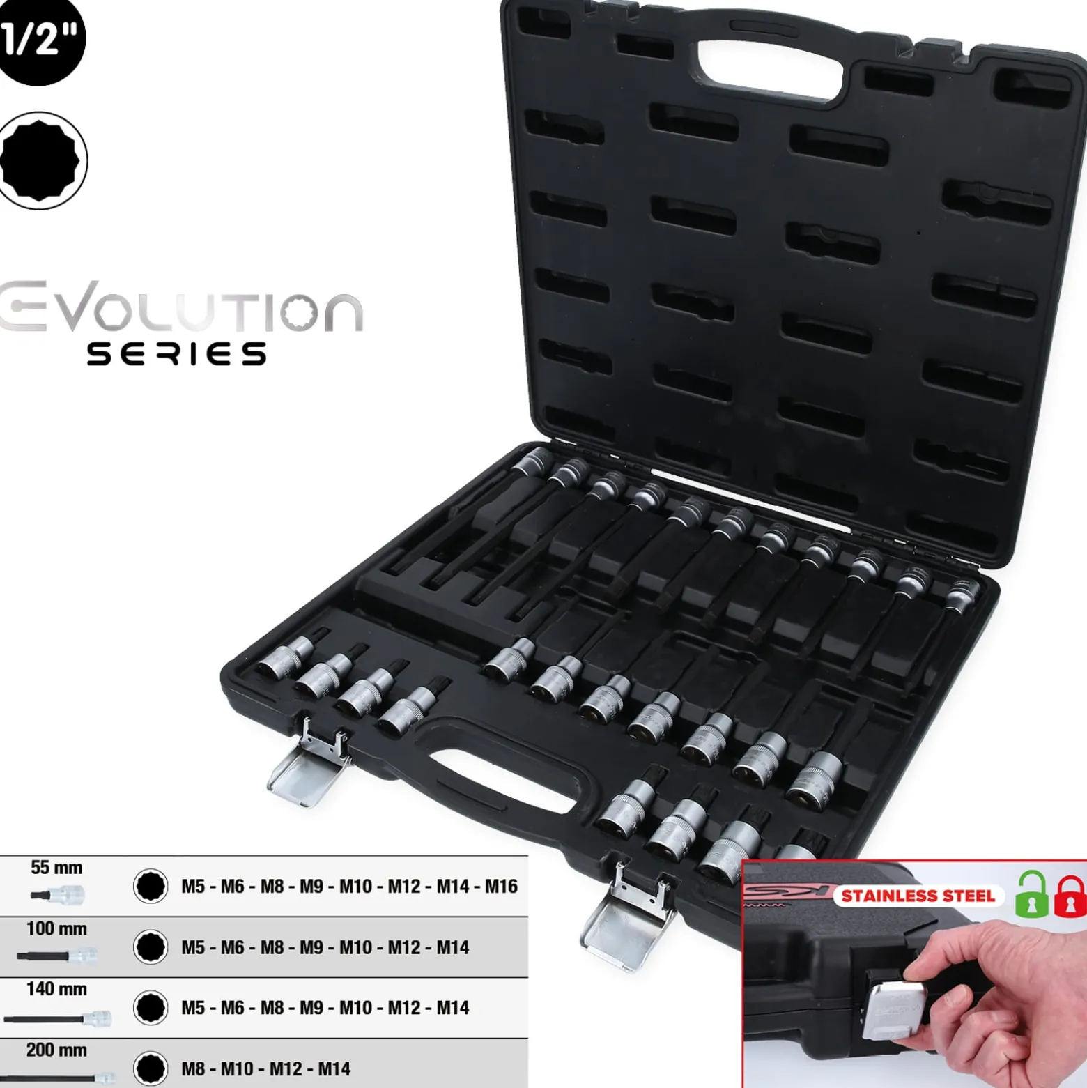 KS TOOLS 1/2" Bit-Stecknuss-Satz für Vielzahn (XZN)-Schrauben 26tlg. - 911.4540
