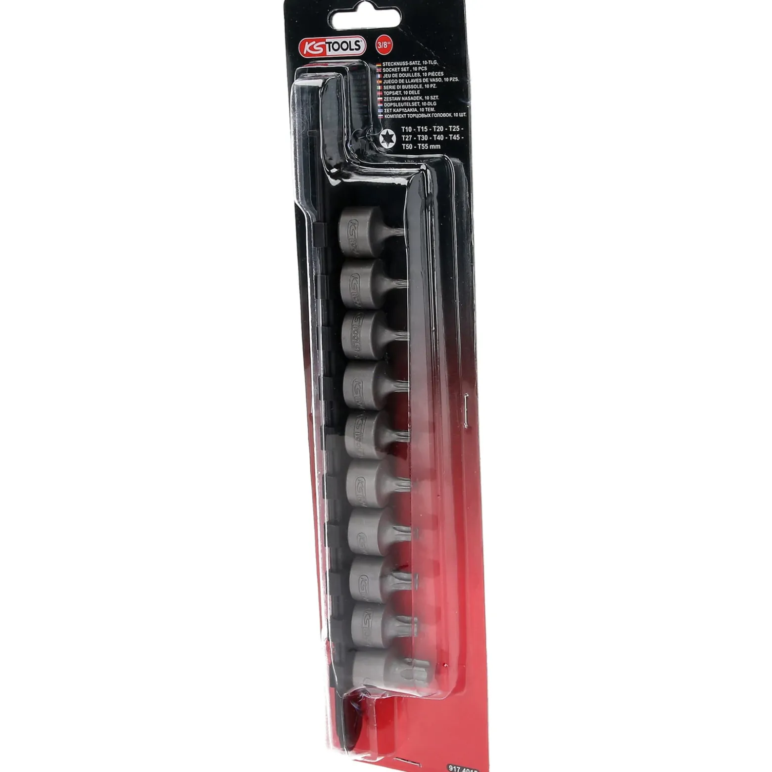 KS TOOLS 3/8" Bit-Stecknuss-Satz Torx kurz 10tlg. T10-T55 - 917.4015
