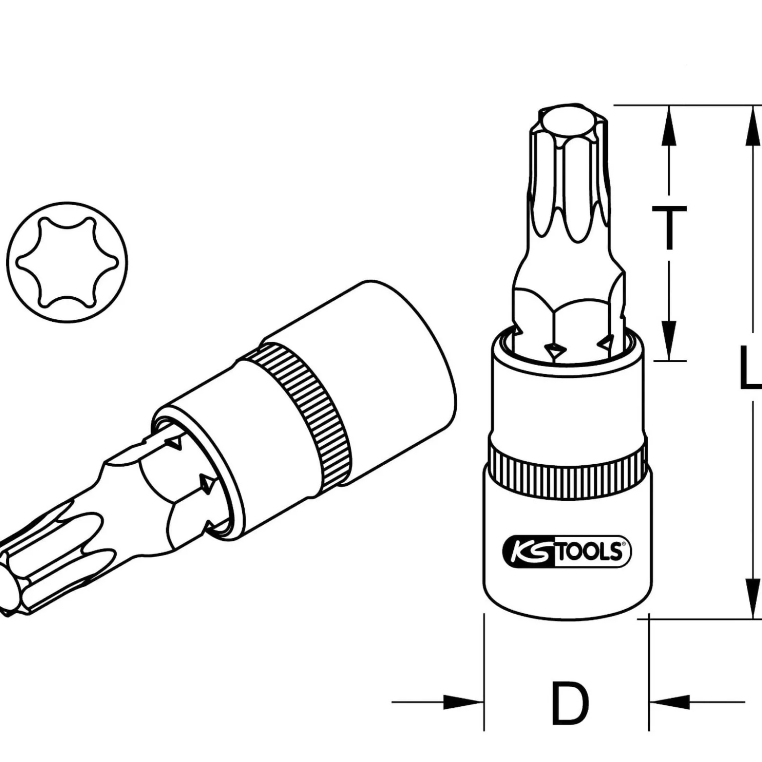 KS TOOLS 1/2" Bit-Stecknuss Torx T30 - 911.1364