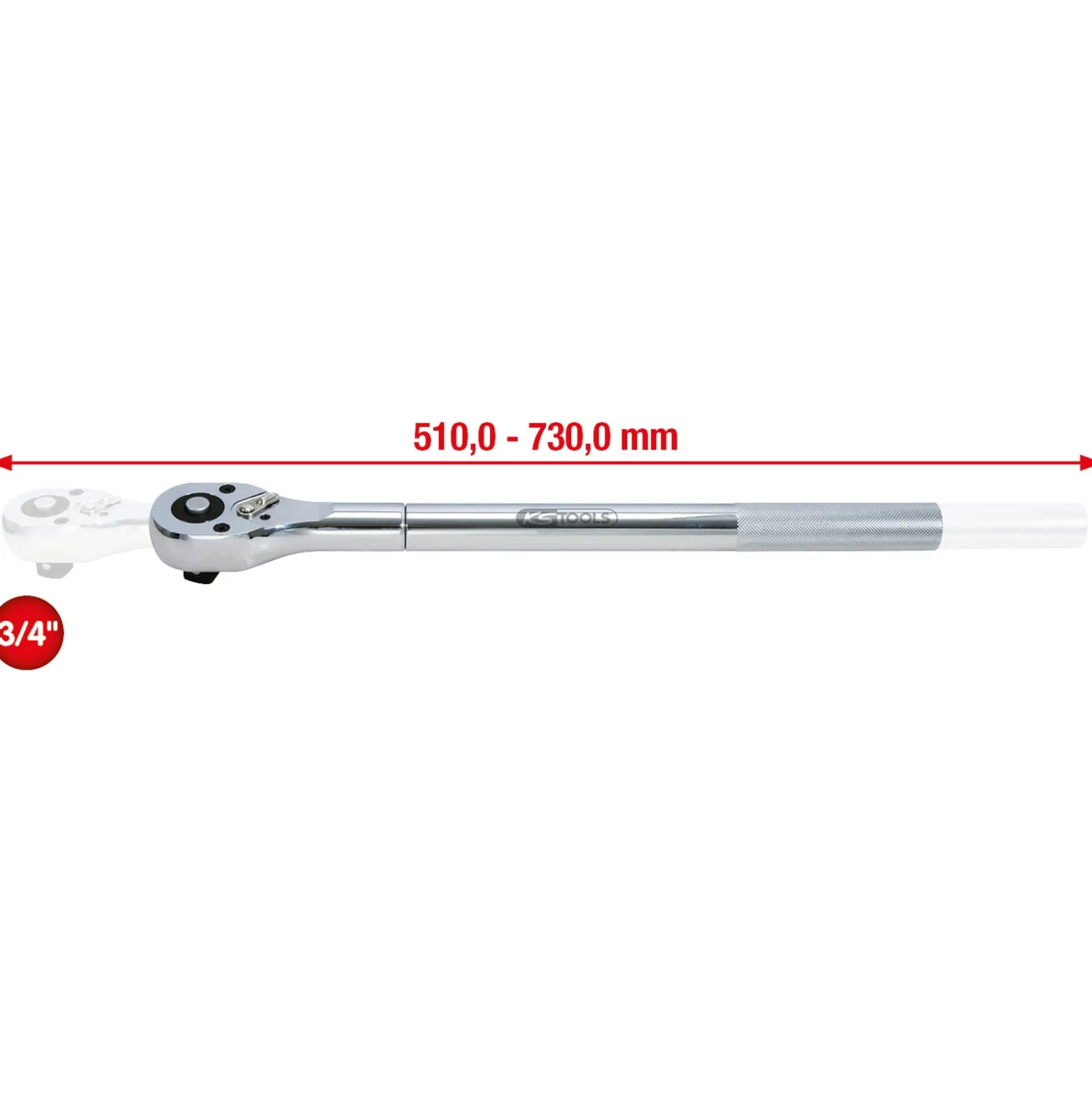 KS TOOLS 3/4" CHROMEplus Teleskop-Umschaltknarre 24 Zahn - 911.3490