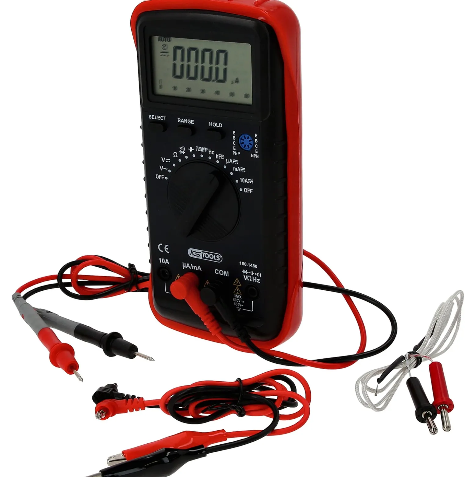 KS TOOLS Digital Multimeter inkl. Prüfspitzen und Krokodilklemmen - 150.1480