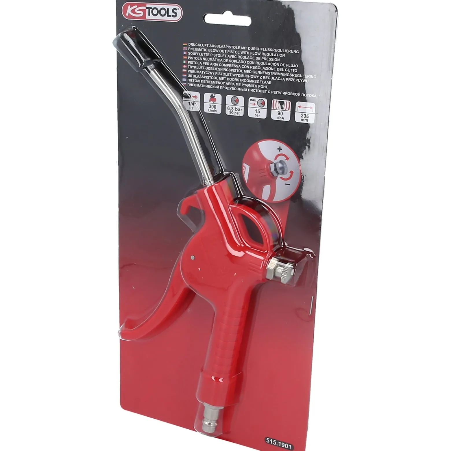 KS TOOLS Druckluft-Ausblaspistole mit Durchflussregulierung - 515.1901