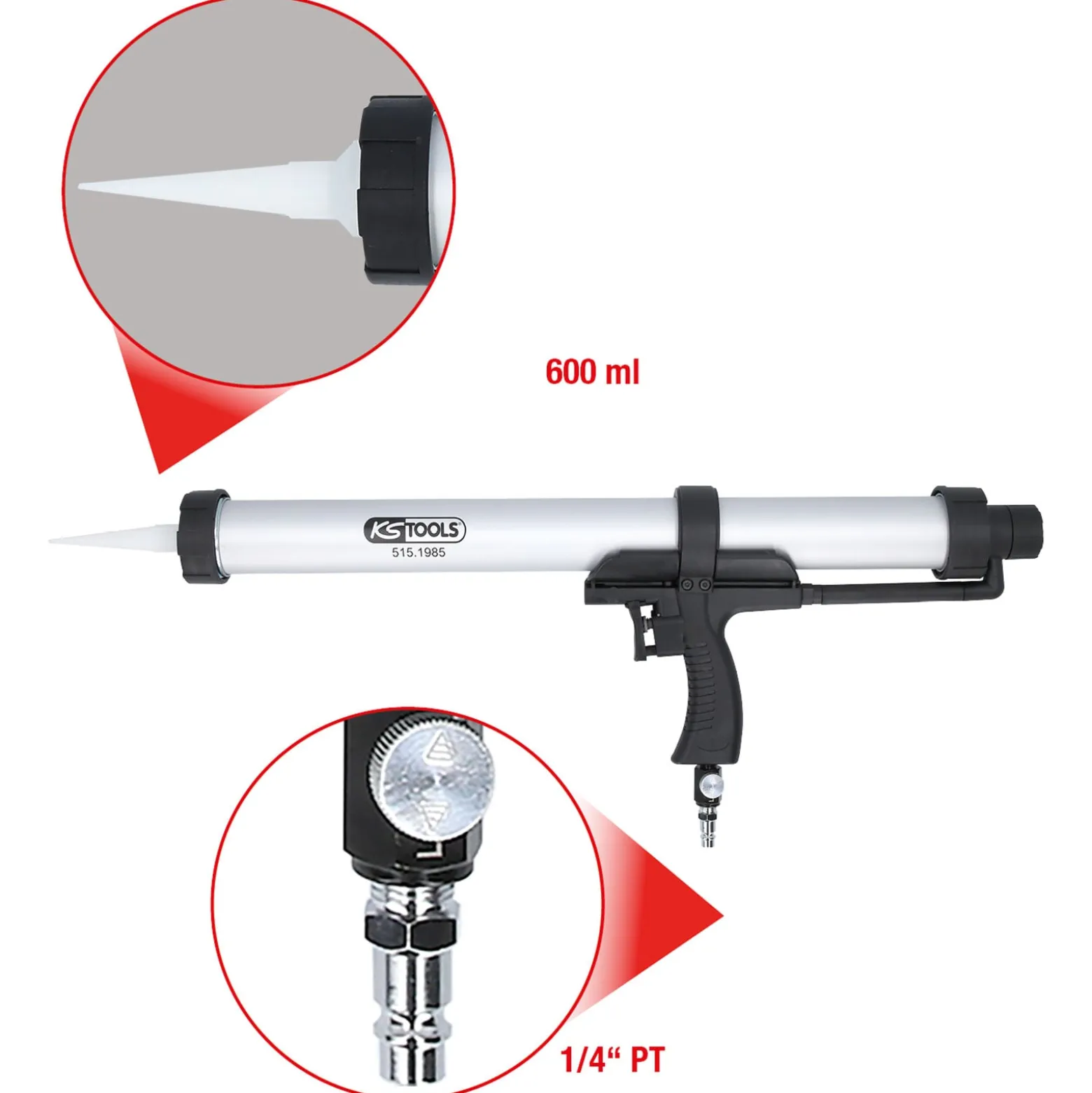 KS TOOLS Druckluft-Kartuschen-Pistole 600 ml- 515.1985