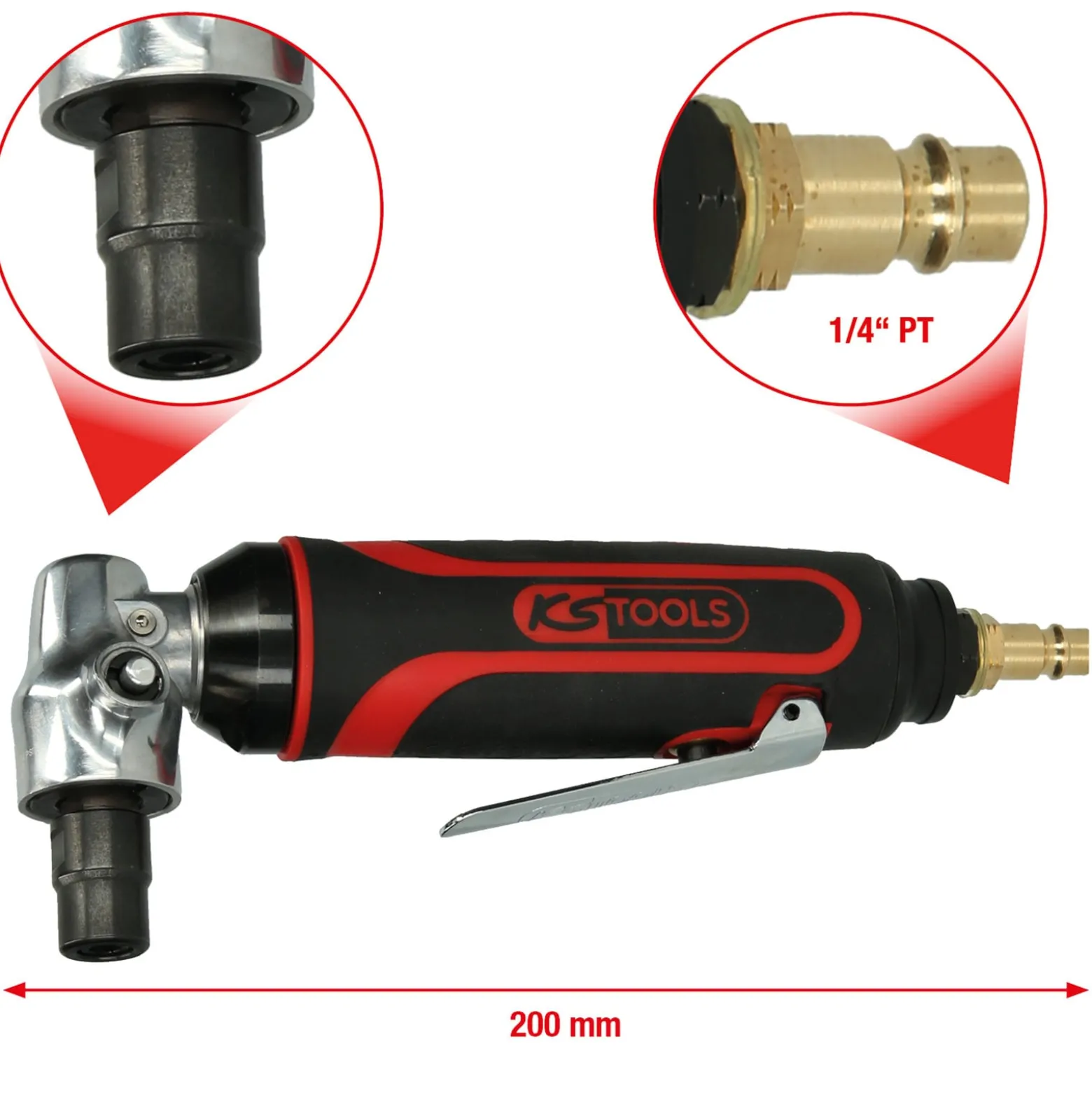 KS TOOLS Druckluft-Winkelstabschleifer 18.000 U/min - 515.5420
