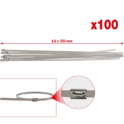 KS TOOLS Edelstahl Kabelbinder mit Kugelverschluss 4,6 x 350 mm 100 Stk. - 115.1593