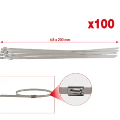 KS TOOLS Edelstahl Kabelbinder mit Kugelverschluss 4,6 x 200 mm 100 Stk. - 115.1591