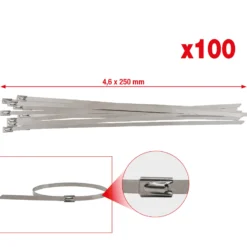 KS TOOLS Edelstahl Kabelbinder mit Kugelverschluss 4,6 x 250 mm 100 Stk. - 115.1592