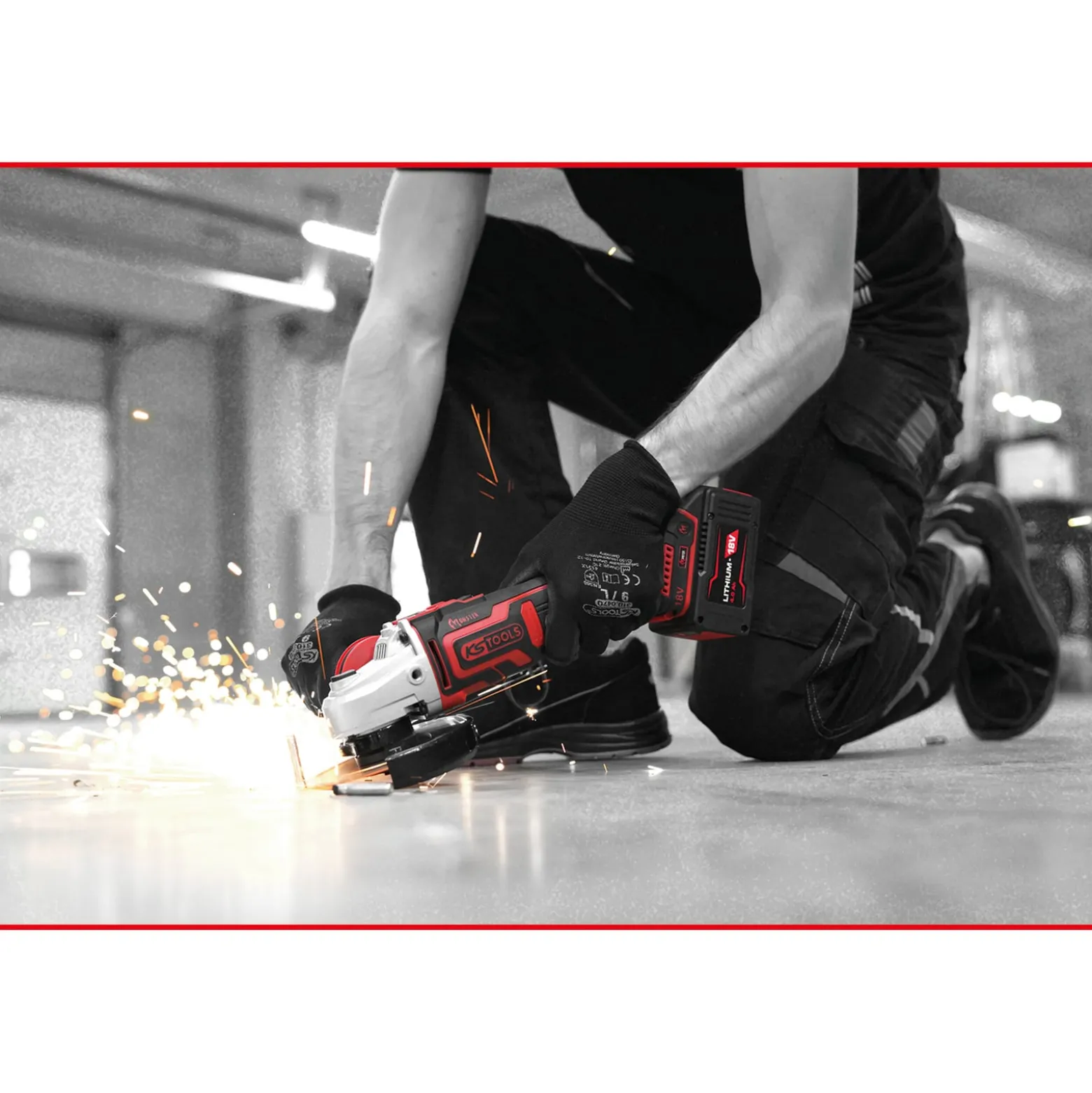 KS TOOLS eMONSTER Brushless-Akku-Winkelschleifer-Satz 4tlg. - 515.6200