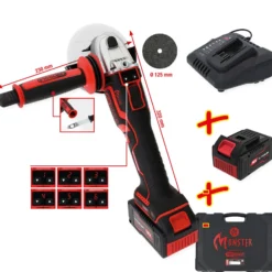 KS TOOLS eMONSTER Brushless-Akku-Winkelschleifer-Satz 4tlg. - 515.6200