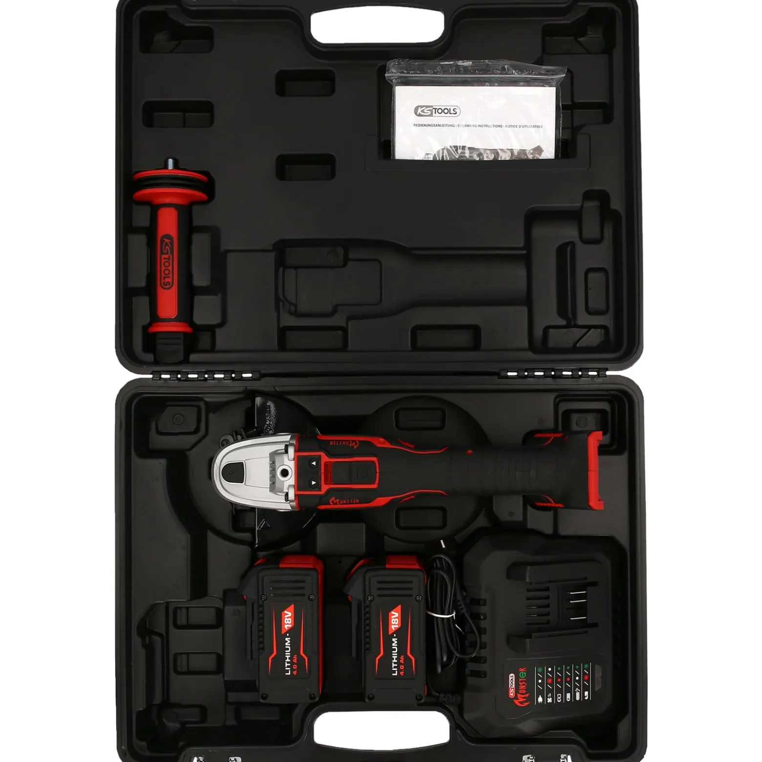 KS TOOLS eMONSTER Brushless-Akku-Winkelschleifer-Satz 4tlg. - 515.6200