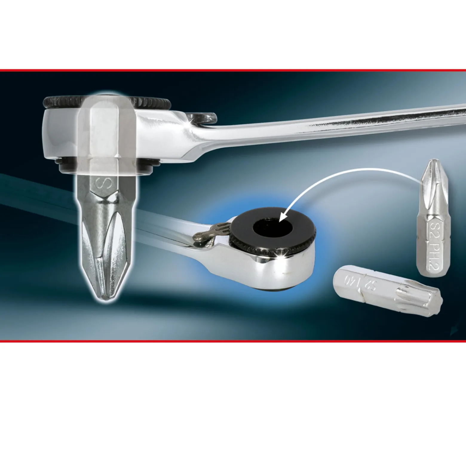 KS TOOLS GEARplus Mini-Bit-Umschalt-Ratschenringschlüssel 1/4" x 10 mm - 503.4678