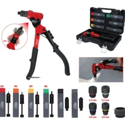 KS TOOLS 3 in 1 Handnietzangen-Satz, drehbar, 12-tlg. - 150.9820