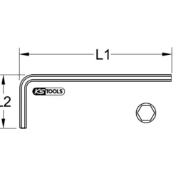 KS TOOLS Innensechskant-Winkelstiftschlüssel phosphatiert lang 12mm - 151.2712